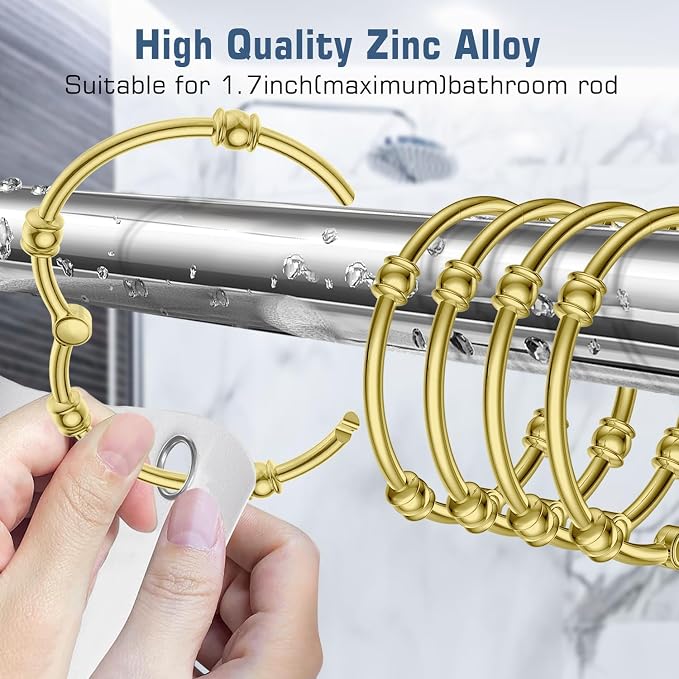 Gold Shower Curtain Hooks, Rust Proof Metal Decorative Shower Rings - Image 5