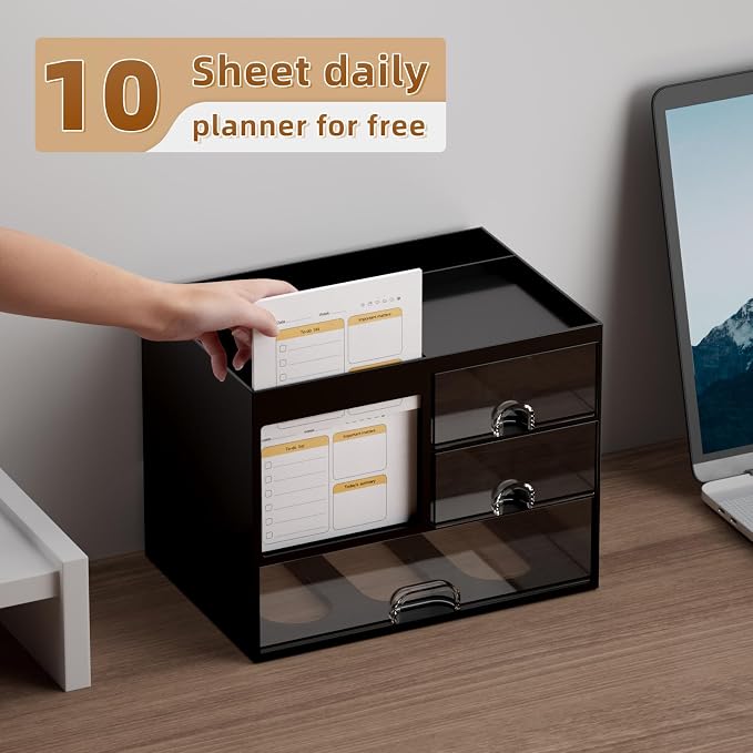 Marbrasse Desk Organizer with 3 Drawer, Desk Organizers and Accessories with 4 - Image 5