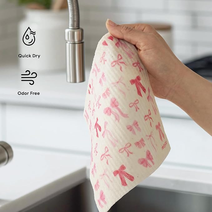 RECYCO Swedish Dishcloths for Kitchen | 6 Packs Lovely Bows Washable Dish Rags - Image 6