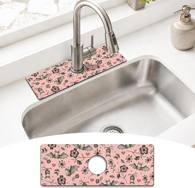 Halloween Kitchen Sink Splash Guard Faucet Mat, Farmhouse Sink Splash Guard by puwbnhj