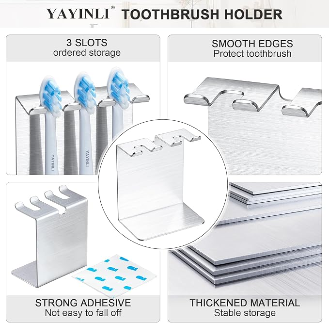 Toothbrush Head Holder for Shower Bathroom, YAYINLI Electric Toothbrush Holders - Image 7