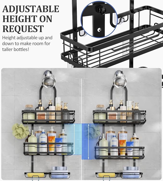 OMAIRA Shower Caddy Hanging Over the Shower Head - Image 3