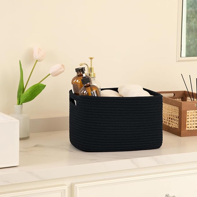 OIAHOMY 4 Pack Storage Baskets for Organizing 24L Cube Storage Bins Black - Image 4