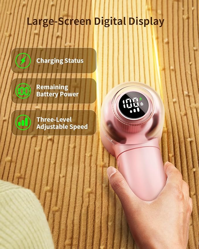 Fabric Shaver with Lint Brush, Large Lint Shaver with Digital Display | - Image 4