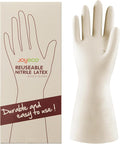 Cleaning Gloves Dishwashing Kitchen Gloves Reusable Rubber 3 Pairs White by JOYECO