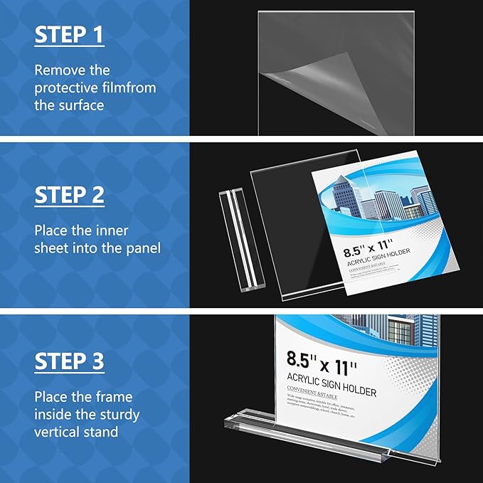 Acrylic Sign Holder 8.5 x 11 6 Pack, Double-Sided Clear Sign Holder Plastic Stands for Display, Table Sign Stands, T Shape Flyer Holder
