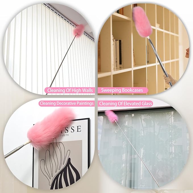 Extendable Lambswool Duster Stainless Steel Handle 133" Removable Feather Duster - Image 5