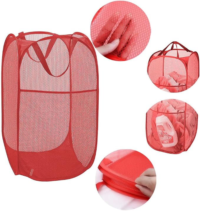 Larpur Popup Mesh Laundry Basket, Collapsible and Portable Clothes Washing - Image 6