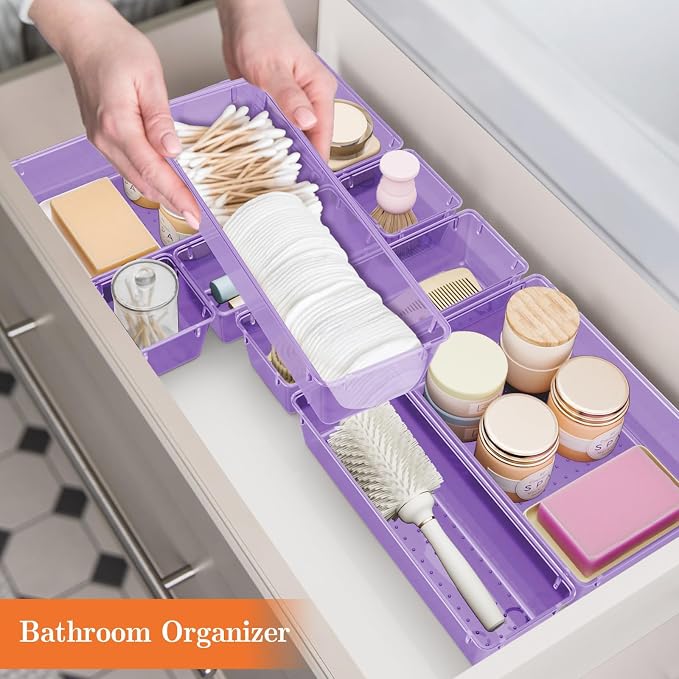 SpaceHacks 25 PCS Plastic Drawer Organizer, 4-Size Versatile Organizer Trays & - Image 6