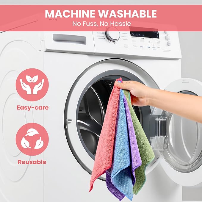 SIFANGKE Microfiber Cleaning Cloth, 34 Pack Assorted Color Cleaning Rags - Image 7