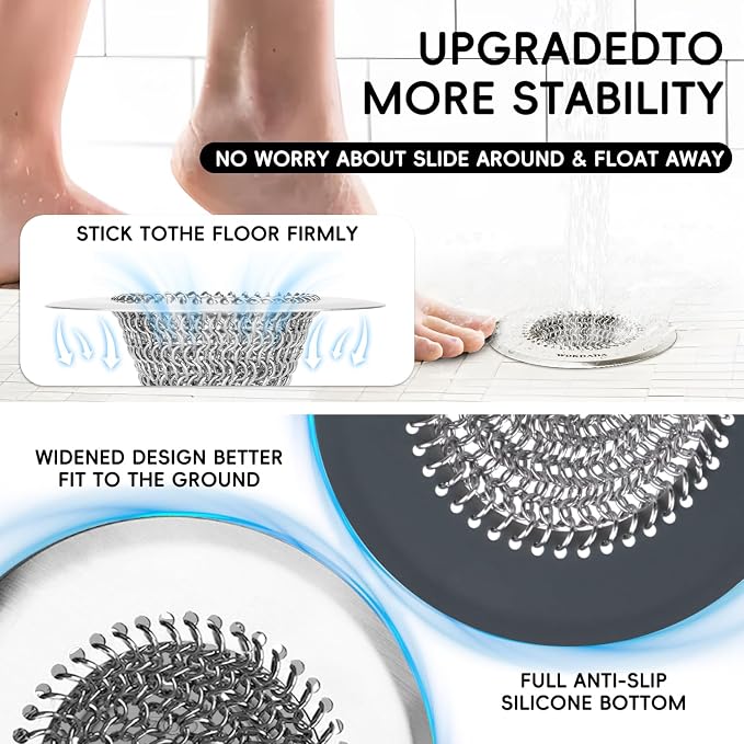 2 Pack Shower Drain Hair Catcher, 4.4" Anti-Clog Shower Drain Cover | - Image 5