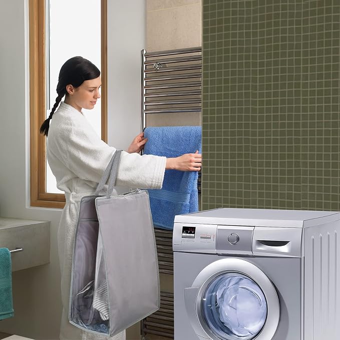FENTEC Hanging Laundry Hamper，2 Pack Grey Hanging Laundry Basket - Image 7