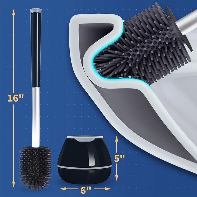 BOOMJOY Toilet Brush and Holder 2 Packs, Silicone Toilet Bowl Brush - Image 5