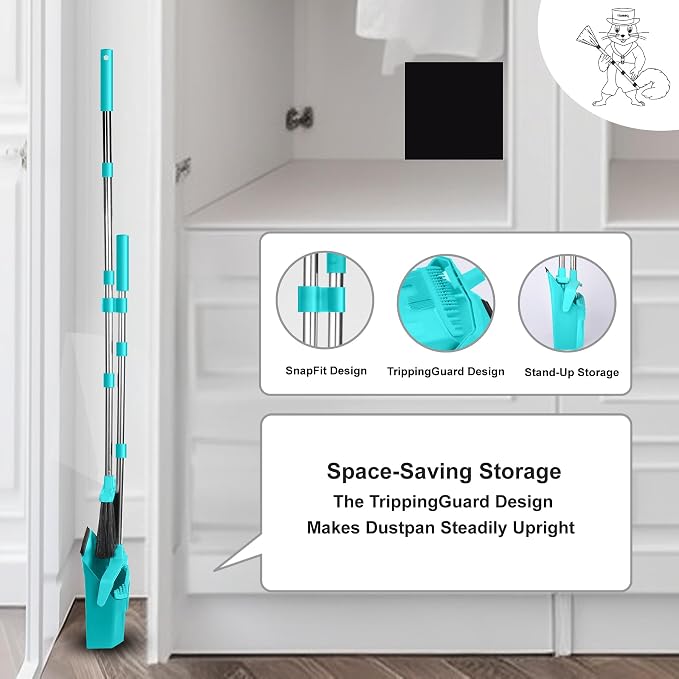 Broom and Dustpan Set for Home, ZeroGap Lip, Upright Storage Broom Combo for - Image 7