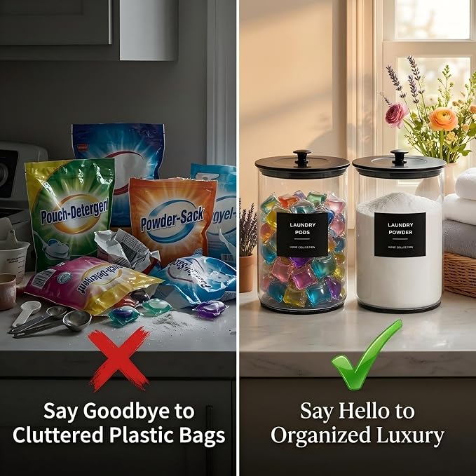 1 Gallon Glass Laundry Detergent Dispenser-Laundry Room Organization-Black - Image 9