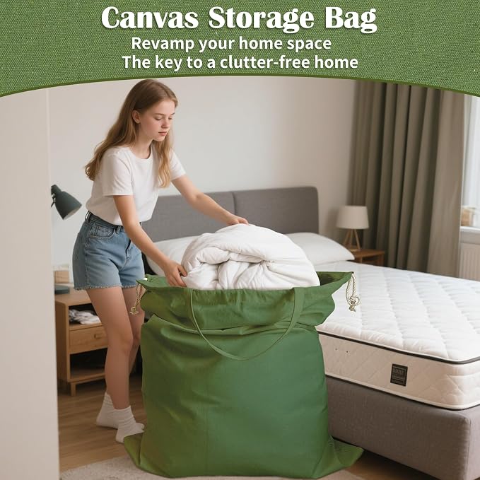 Canvas Laundry Bag 40"W x35"H, Extra Large Heavy Duty Storage Bag XXL Green - Image 6