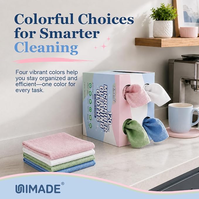 UNIMADE Microfiber Cleaning Cloth, 120 Pack Microfiber Towels - Image 5