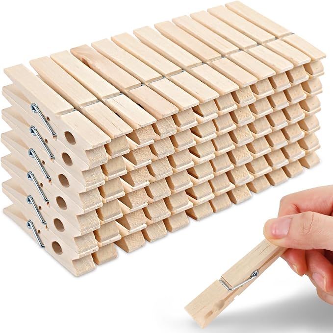 72 Pcs Wooden Clothes Pins, 2.9 Inch Clothes Pins by Phinus