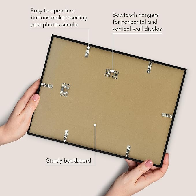 Americanflat 16x12 Picture Frame with Polished Plexiglass - Streamline Collection - Thin Border Picture Frame for Wall Display - Hanging Hardware Included - Black