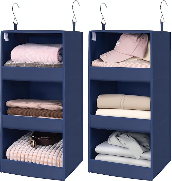 GRANNY SAYS 3-Shelf Hanging Closet Organizer, Foldable Storage, No-Sag Support by GRANNYSAYS
