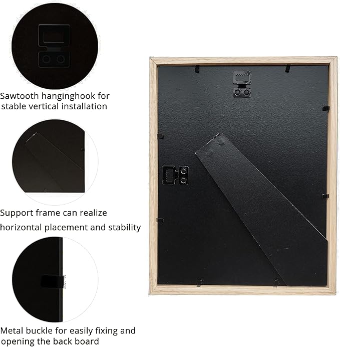 8x10 Shadow Box Frame Display Case, Wood with Plexiglass, Display Case Box for Memorabilia, Medal, Crafts,Tickets and Photos, Picture Frame for Wall and Tabletop (Natural Wood, 8x10)