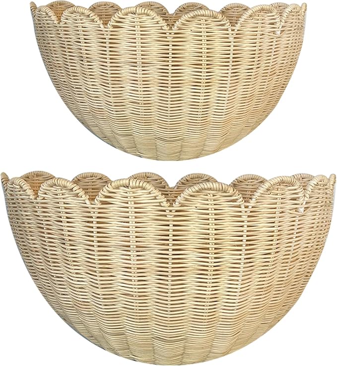 Scalloped Wall Basket, Scalloped Rattan Wall Storage & Decor - Image 8