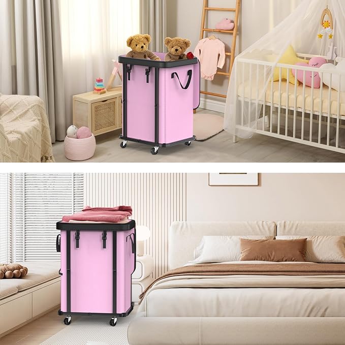 Laundry Basket with Wheels, 150L Rolling Hamper Carts - Image 7