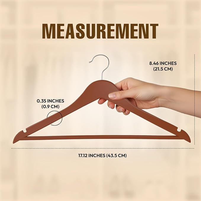 Utopia Home Wooden Hangers 20 Pack – Slim Suit Hangers Cherry | 360° rotatable - Image 2