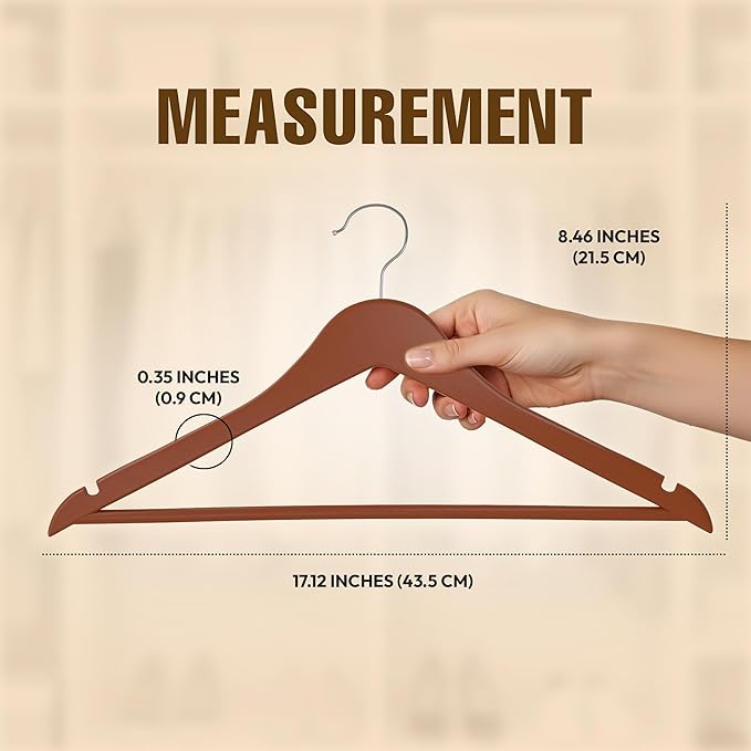 Utopia Home Wooden Hangers 30 Pack – Slim Suit Hangers Cherry | 360° rotatable - Image 2