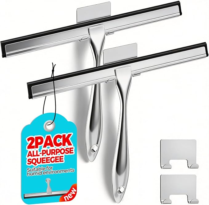2pcs Shower Squeegee for Glass Doors by ALFLOD