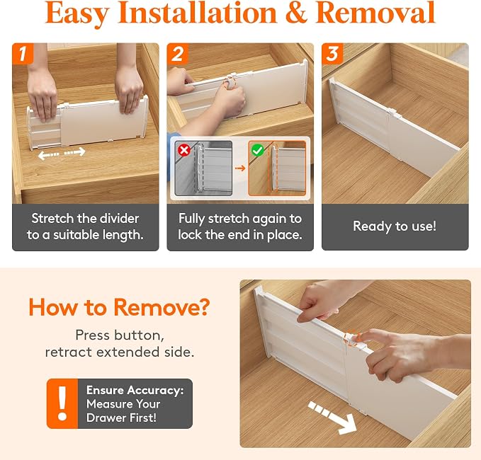Lifewit 8" Tall Drawer Dividers, Adjustable Deep Drawer Organizer Clothes | 6 - Image 6