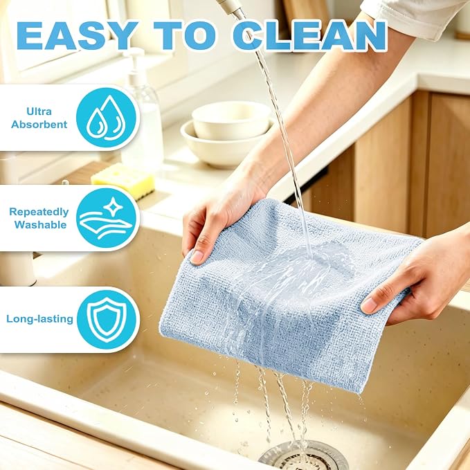 Puomue 55 Pack Microfiber Cleaning Cloth Roll, Tear Away Reusable Towels - Image 6