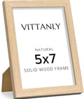 Vittanly 5x7 Picture Frame, Solid Wood Frame with Plexiglass, Includes 4x6 Mat, Wall Hanging or Tabletop for Home Decor, Natural, 1 Pack