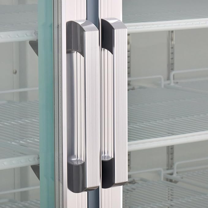 Kratos Commercial Three Door Merchandising Refrigerator, Large Swing Glass Door White Mobile Display Refrigerator for Markets and C Stores, 78" Wide, LED Lighting, 115V (67K-213)
