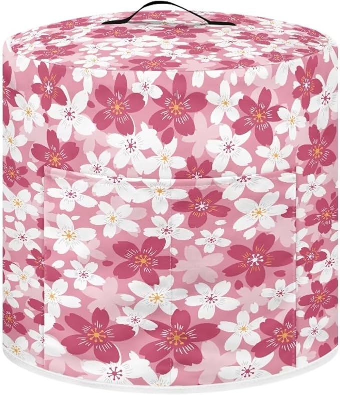 Flashideas Cherry Blossom Pressure Cooker Cover for 8 Quart Instant Pot and Air Fryer Accessories, Stain Resistant Washable Round Protective Cover Electric Appliance Cover with Front Pocket