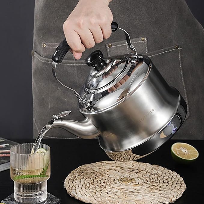 Tea kettle, 1.6 Quart Food Grade 304 Stainless Steel Tea Kettle for Stove top Whistling Teapot with Cool Touch Ergonomic Handle, Suitable for All Heat Sources(1.5L)