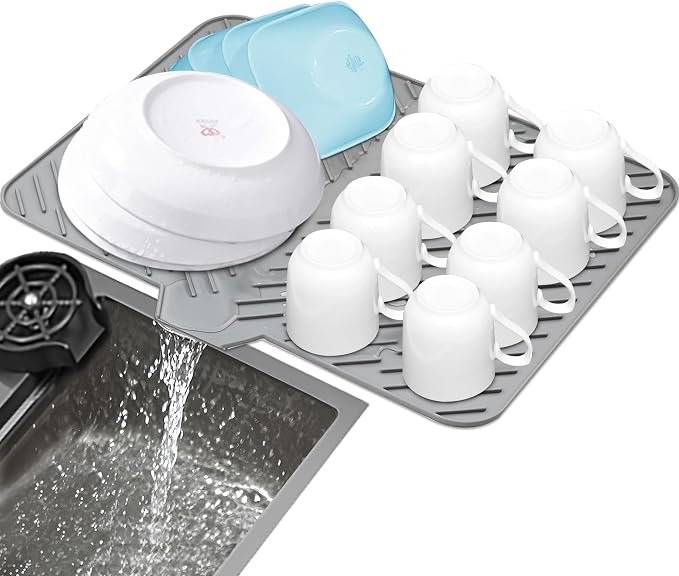 Silicone Dish Drying Mat with Built-in Drain Lip - Image 2