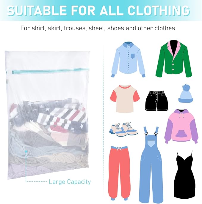 OTraki Large Mesh Laundry Bags 28x35 inch Zipper Mesh Lingerie Bags - Image 6