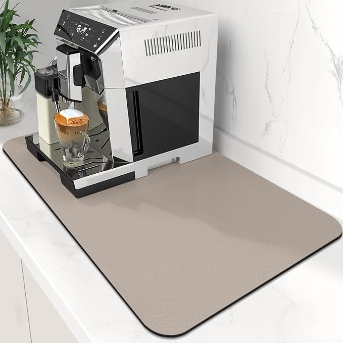 Coffee Mat Super Absorbent Dish Drying Mat Coffee Bar Mat 12"x 19", Khaki | by WiseLife