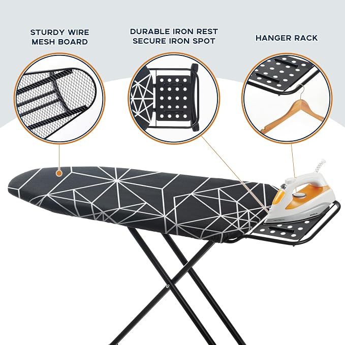 RAINHOL Ironing Board 43x13, Compact Full Size Iron Board Black - Image 4