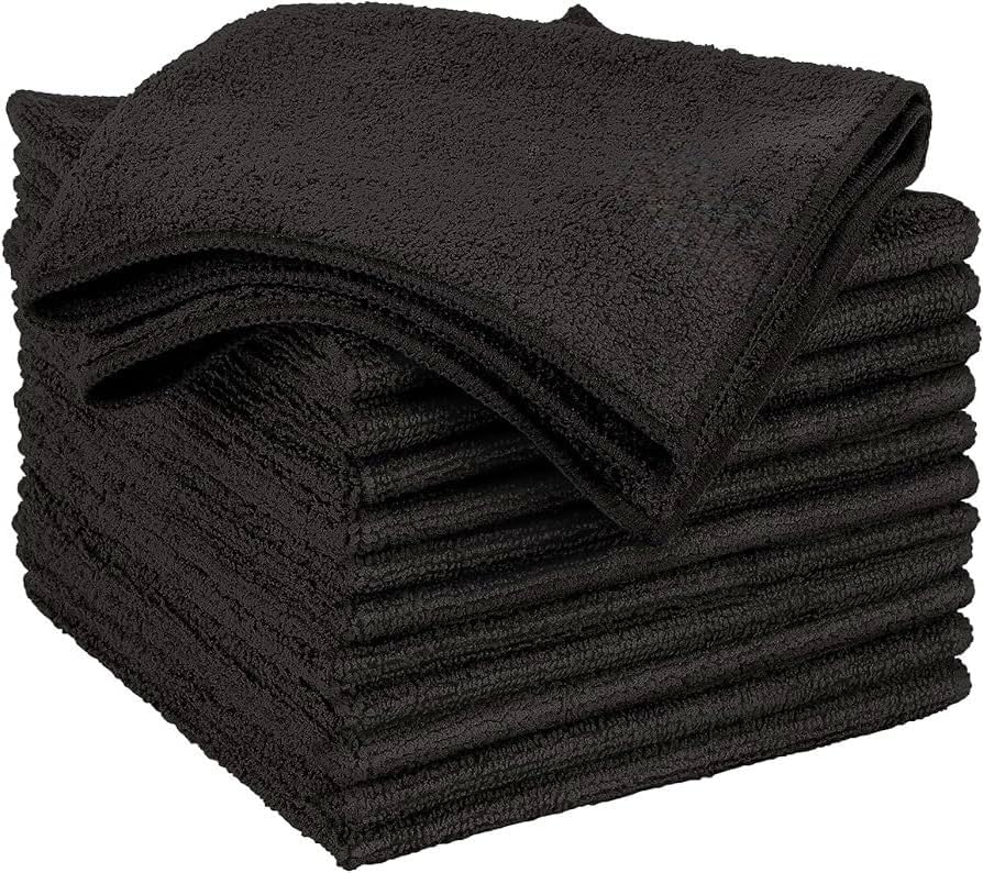 Microfiber Cleaning Cloth Black 12 Pack Premium Microfiber Towels by MIRACLEAN