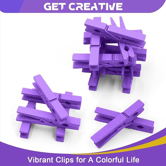 100 Pcs Purple Clothes pins - Image 5