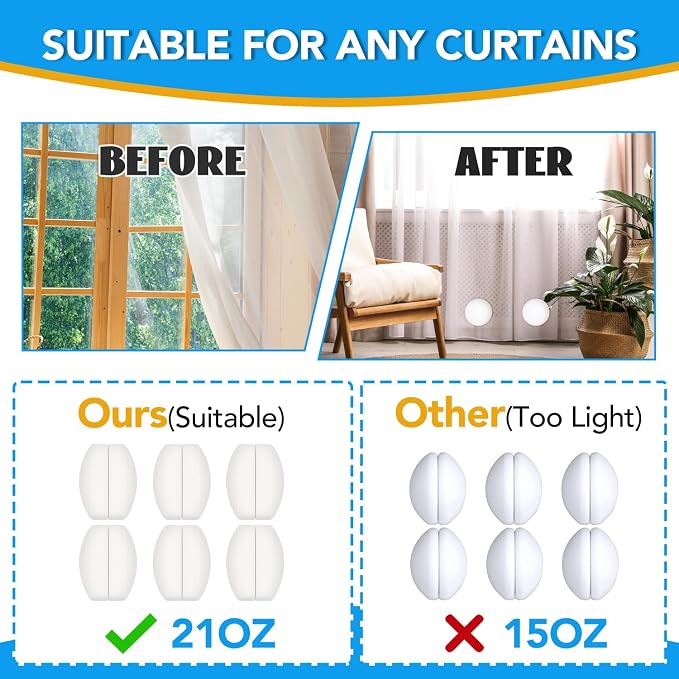 YixangDD 12 Pack Shower Curtain Weights, Magnetic Curtain Weights, 6 Pairs - Image 5