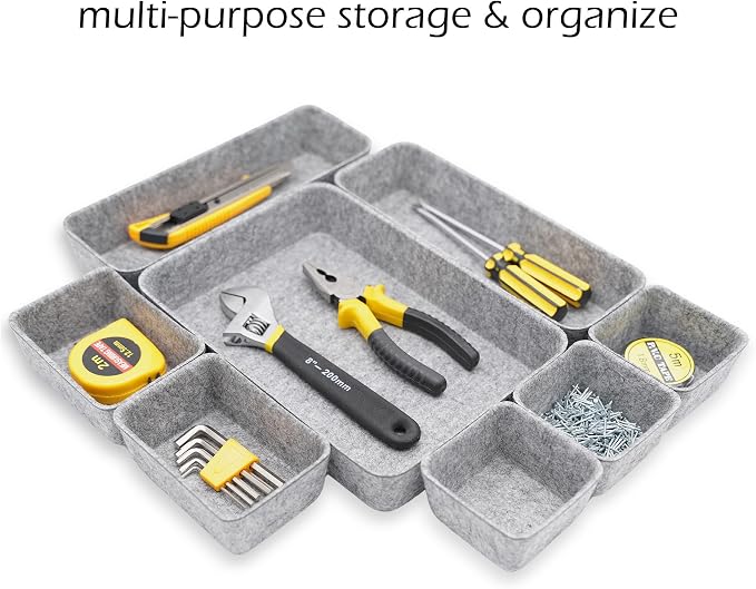 Desk Drawer organizers tray Felt storage bins aesthetics room décor - Image 2