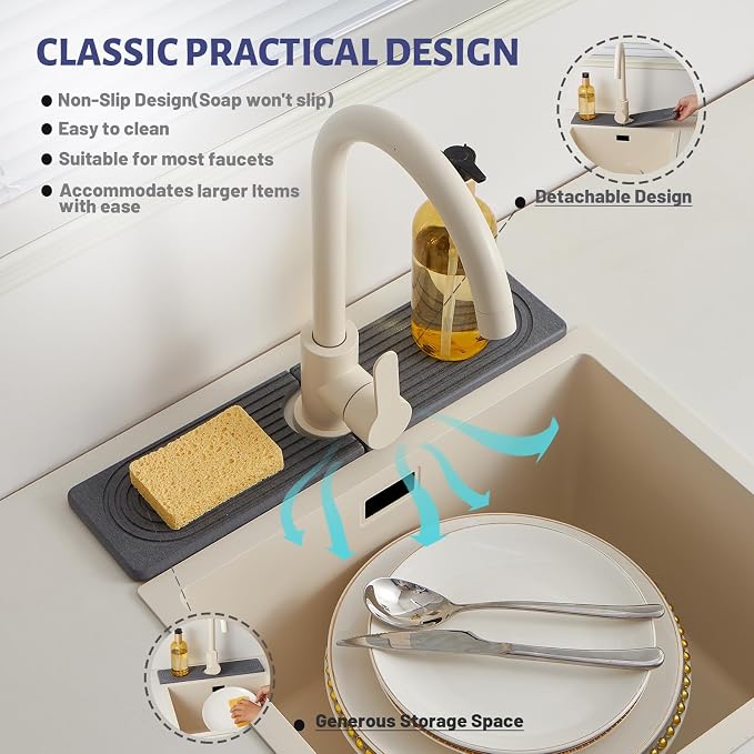 Stone Faucet Mat for Kitchen Sink, Faucet Mat Fast Drying Diatomite | Sink - Image 4