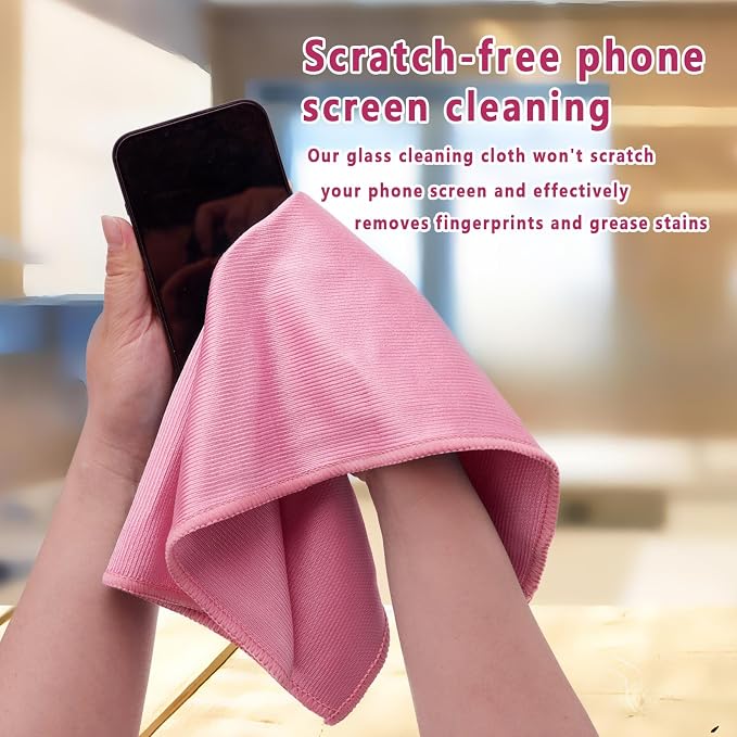 6Pcs Glass Cleaning Cloth for Window Eyeglass Mirrors Stainless Steel - Image 2