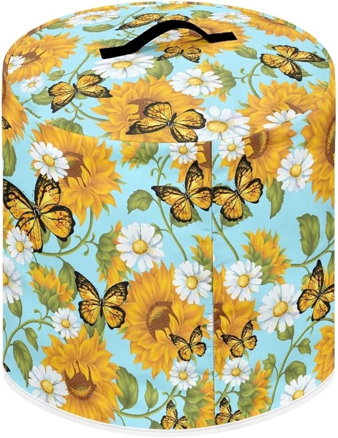Butterfly and Sunflower Kitchen Decor Accessories Appliance Dust Cover for Electric Pressure Cooker/Air Fryer/Rice Cooker/Steamer/Toaster,Pressure Cooker Cover 8 qt