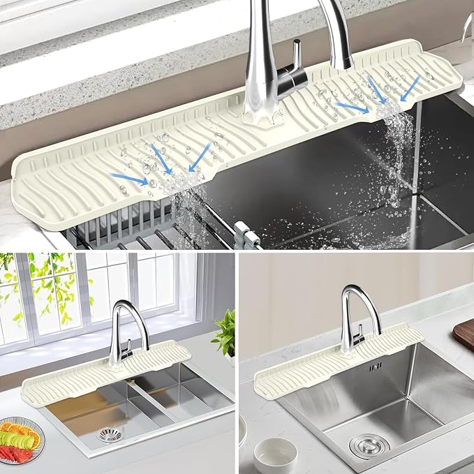 Kitchen Sink Splash Guard Gen2-30" x 6'' Silicone Sink Mat Splash Guard fit - Image 4