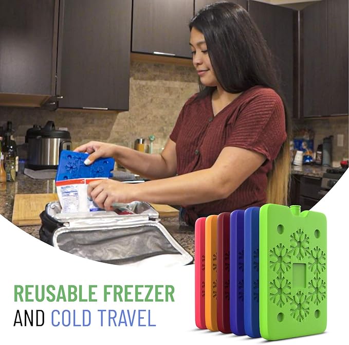 TrekProof Multicolor Lunch Bag Ice Packs, 6-Piece Set, Reusable and Eco-Friendly, Portable and Compact, Ideal for Travel, Camping, Picnics, and School