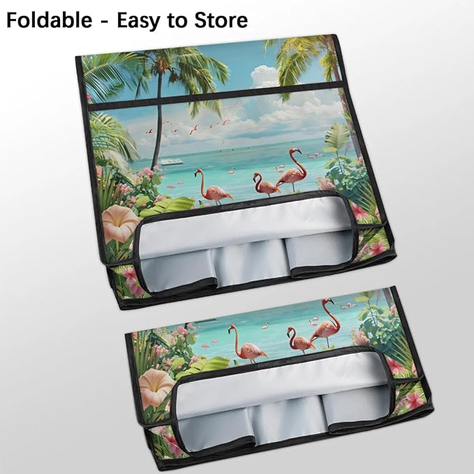 Kitchen Aid Mixer Cover Summer Flamingo Beach Flowers Stand Mixer Cover Compatible with 6-8 Quarts Stand Mixers, Dust Covers with Zipper Pocket Foldable Washable Kitchen Aid Organizer Bag